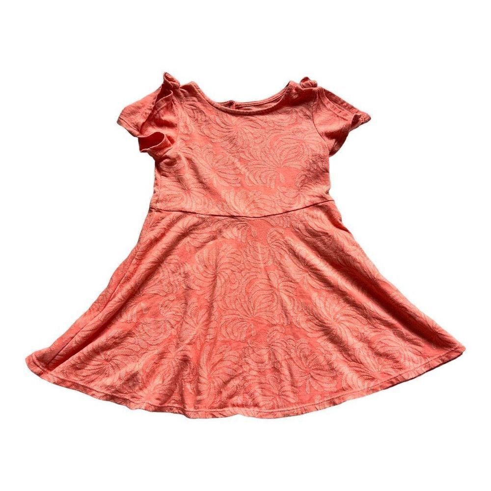 Toddler Girls Cherokee Slit Sleeve Floral Print Peach A Line Dress - Sz 4T